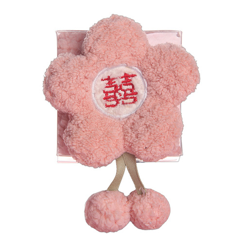 Flower towel souvenir, wedding lettering small square scarf, coral velvet, bridesmaid return gift towel, high-end wedding supplies