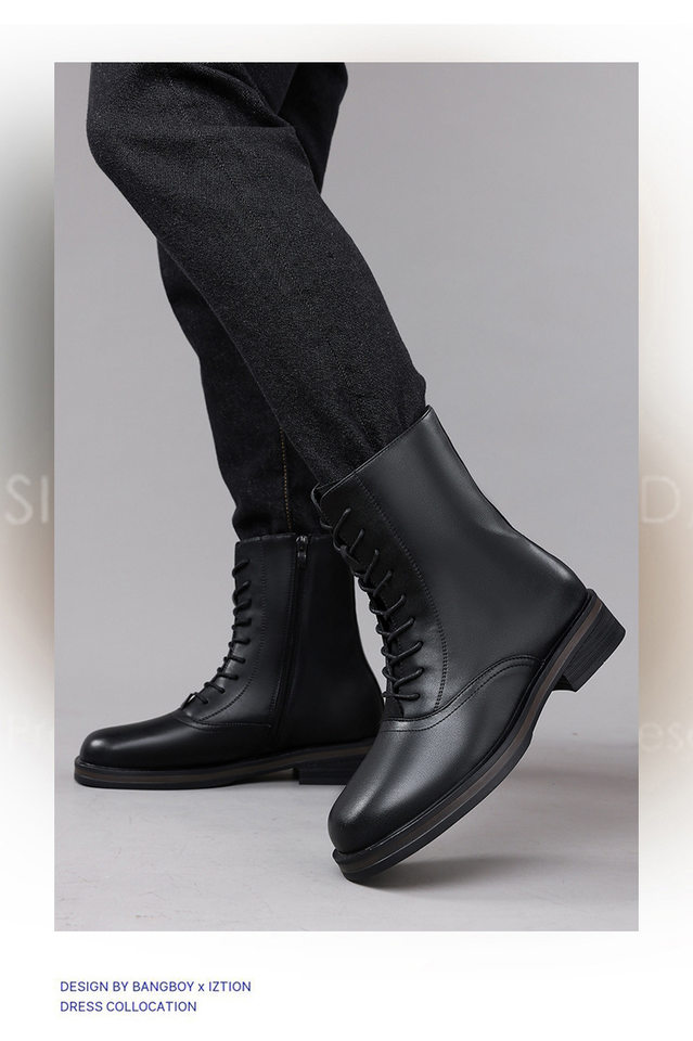 Giày bốt Martin nam cổ cao gót 3–5 cm, dây buộc phía trước, phong cách casual — Z7126 màu đen, z7126 màu nâu chi tiết 4