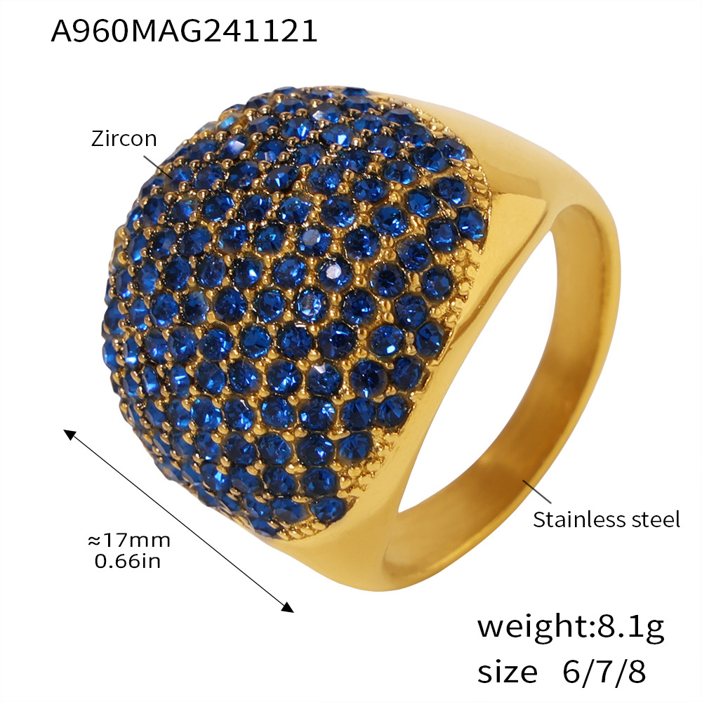Sapphire ring with stone with zircon, diamond encrusted