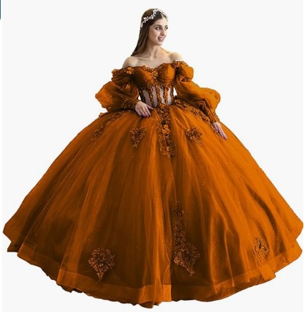 Flores vestido de adulto con mangas brillante con cuentas vestido dulce 2026 nuevo vestido de baile de hombro para mujeres image 10