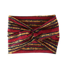 亚马逊跨境款波西米亚印花发带运动吸汗头带弹力交叉打结宽边发带