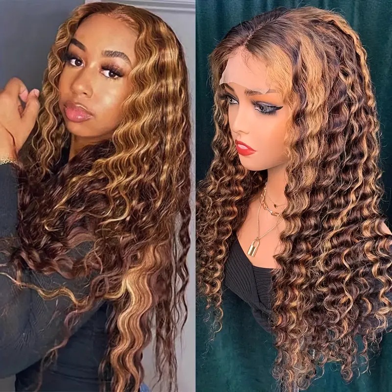 Perruque synthétique style européen/américain avec lace frontale, petites boucles, extensions de cheveux synthétiques ondulés, longueurs courtes, moyennes et longues, pour un usage quotidien._voghion.com