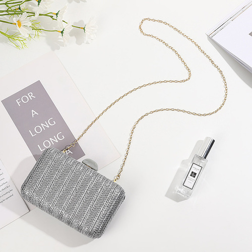 New fashion women's evening bag woven large capacity storage crossbody bag dress evening bag portable handbag