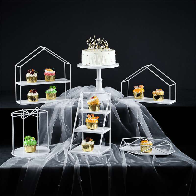 De estilo europeo pastelería bandeja de mesa de postre soporte de exhibición de hierro decoración de la torta de la boda de pie 12 unidades traje image 5