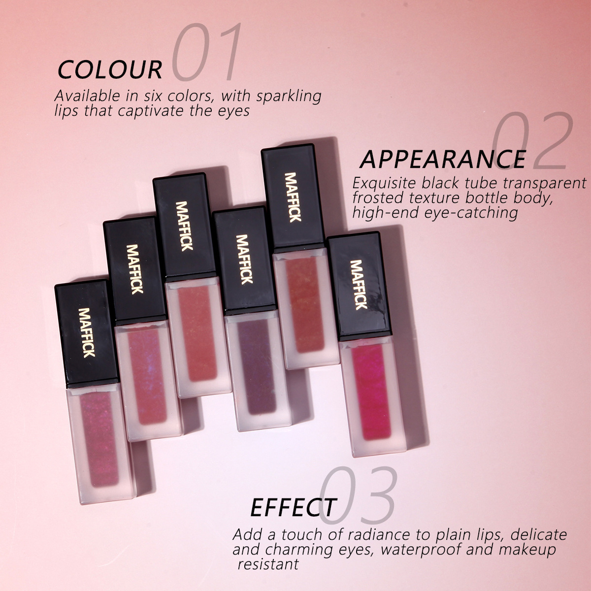 Cross-border bestseller 6-color non-stick cup small square tube lip gloss and non-fading lip gloss Specification drawing