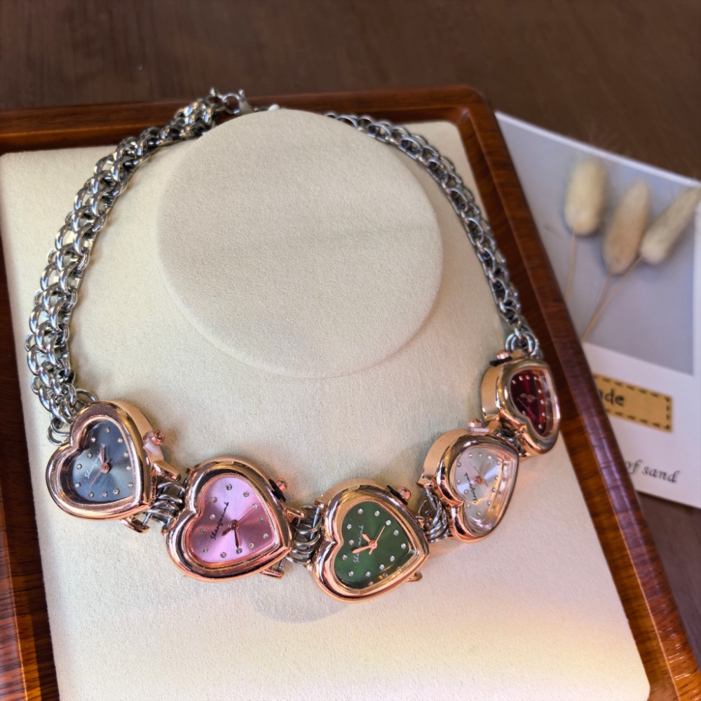 Personalized Original Niche Design Literary Retro Multi-Dial Pendant Necklace Quartz Watch Bracelet Stainless Steel Necklace Watch