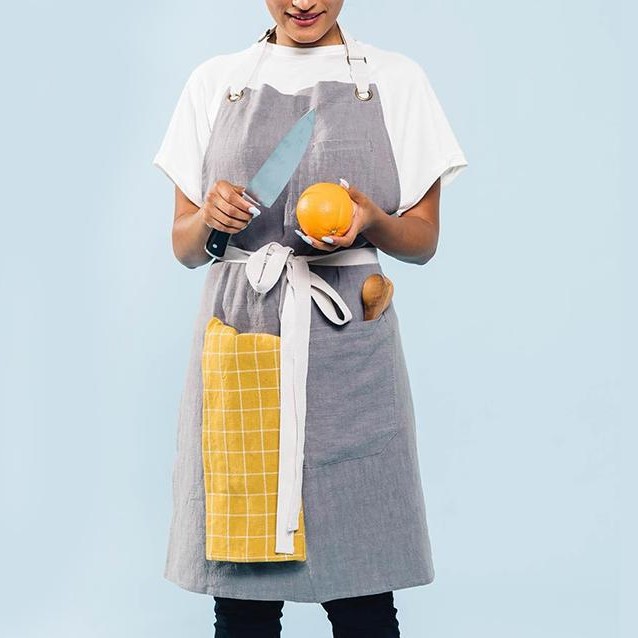 Amazon Algodón, lino, ramio, arte, abanico delantal, cocina casera coreana, comedor, té con leche, tienda, ropa de trabajo, delantal