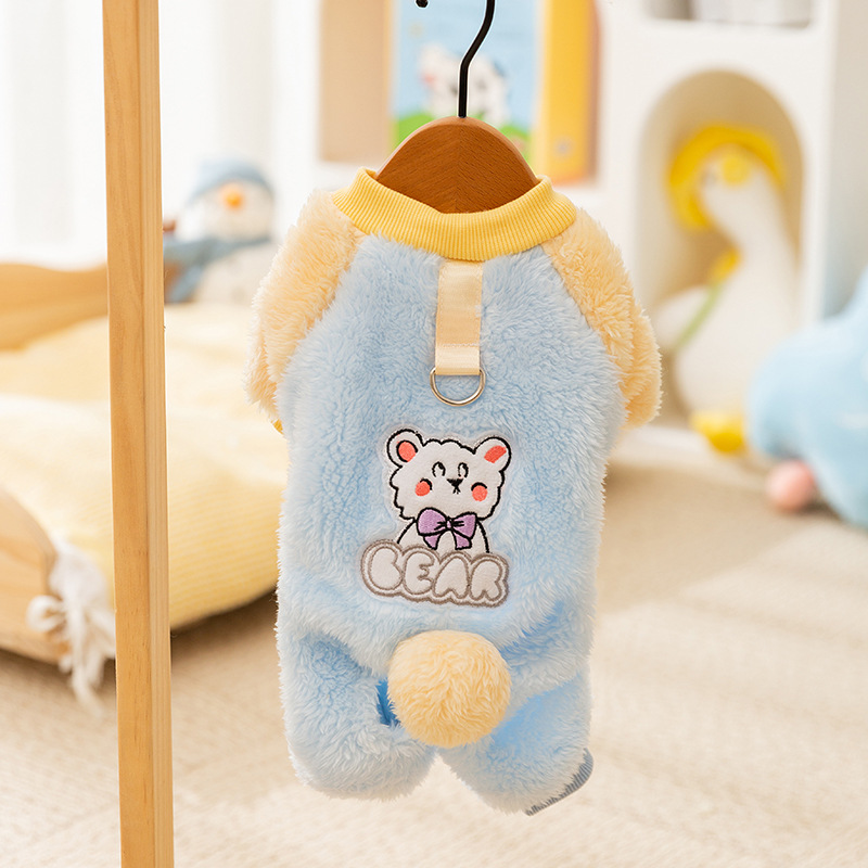 Macaron bola de lana tracción de cuatro patas camisas de peluche de manga larga perros pequeños lindos ropa de casero perros pequeños ropa de mascotas gatos