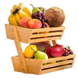 木质置物架家用厨房蔬菜水果面包竹木收纳置物架多层镂空收纳盒