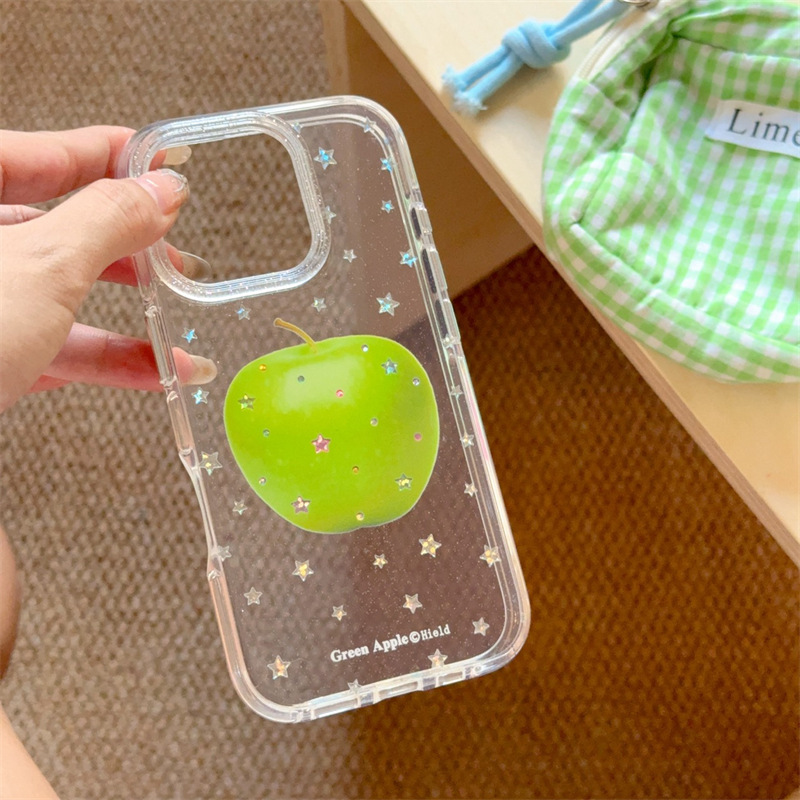 Flash Diamond Star Green Apple para iPhone16 funda para teléfono móvil 15ProMax fresco 14/13 pareja 16PM