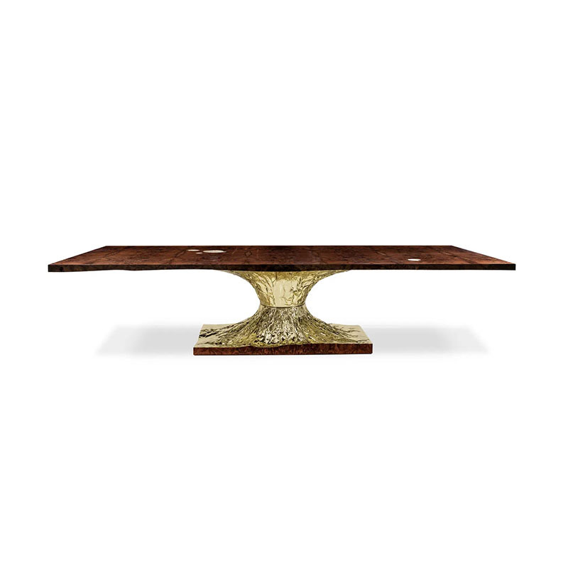 現代輕奢高端異型創意餐檯豪華時尚別墅藝術感設計師款長方形餐桌