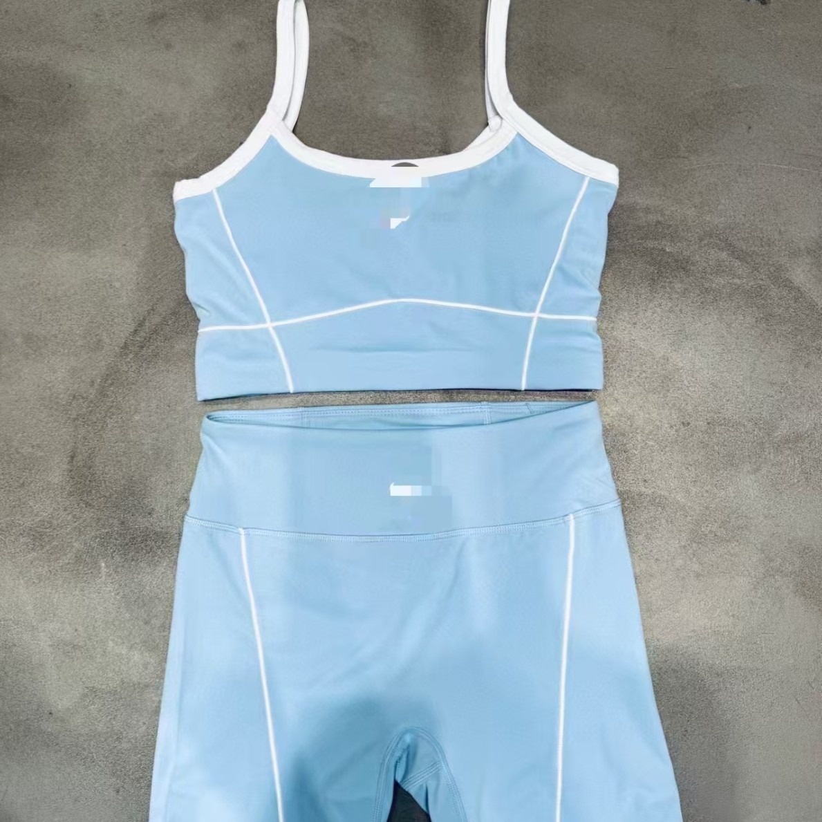 Al26 verano nuevo desnudo con cojín de pecho ropa interior correa de hombro bra de color contraste pantalones cortos chaqueta de mujer