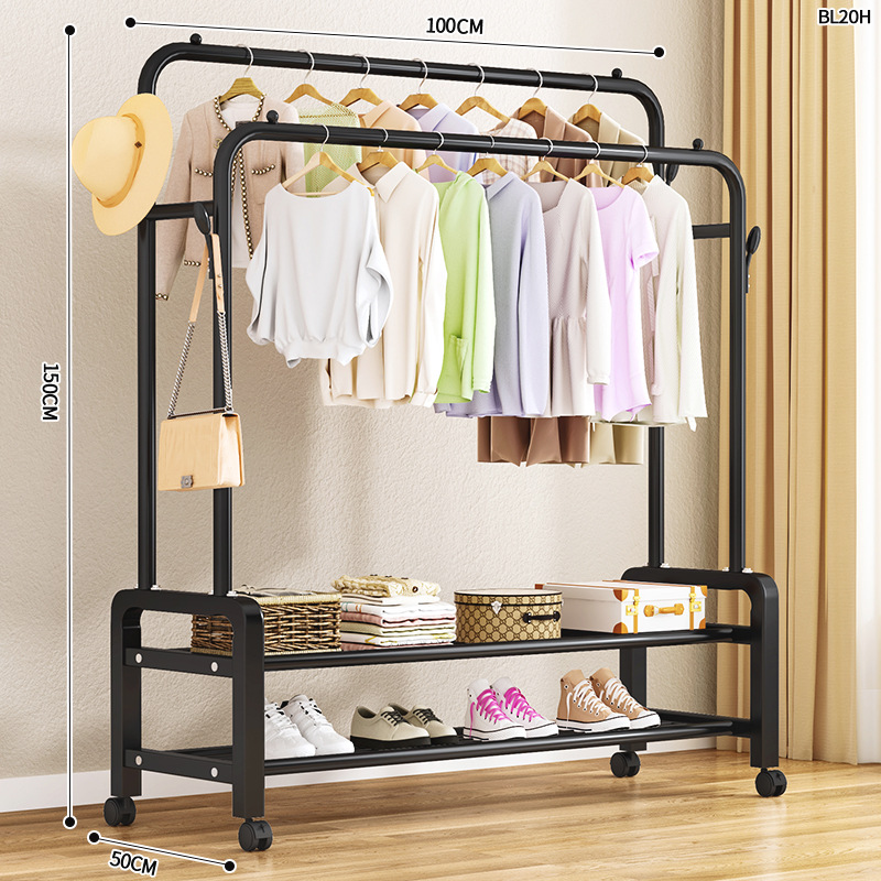 Tendedero de Ropa Plegable Móvil para Balcón y Dormitorio - Perchero de Pie para Hogar