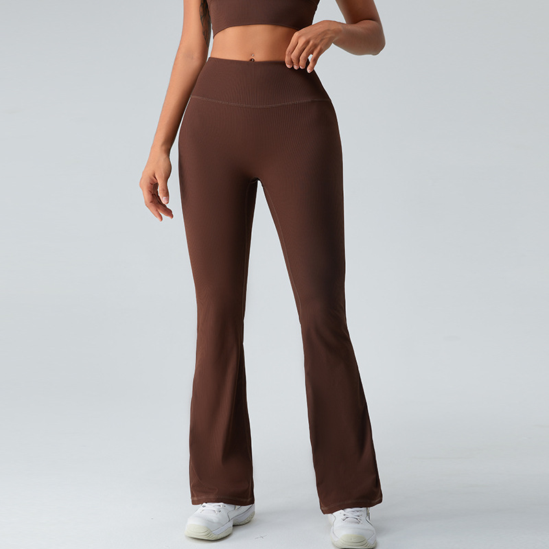 Nuevo hilo cintura alta cadera levantamiento yoga pantalones acampanados adelgazamiento de las mujeres pantalones de pierna ancha apretados deportes fitness yoga Pantalones