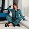 Pajamas women’s ice silk spring and summer long sleeve retro sexy V-neck fashion ice silk home suit