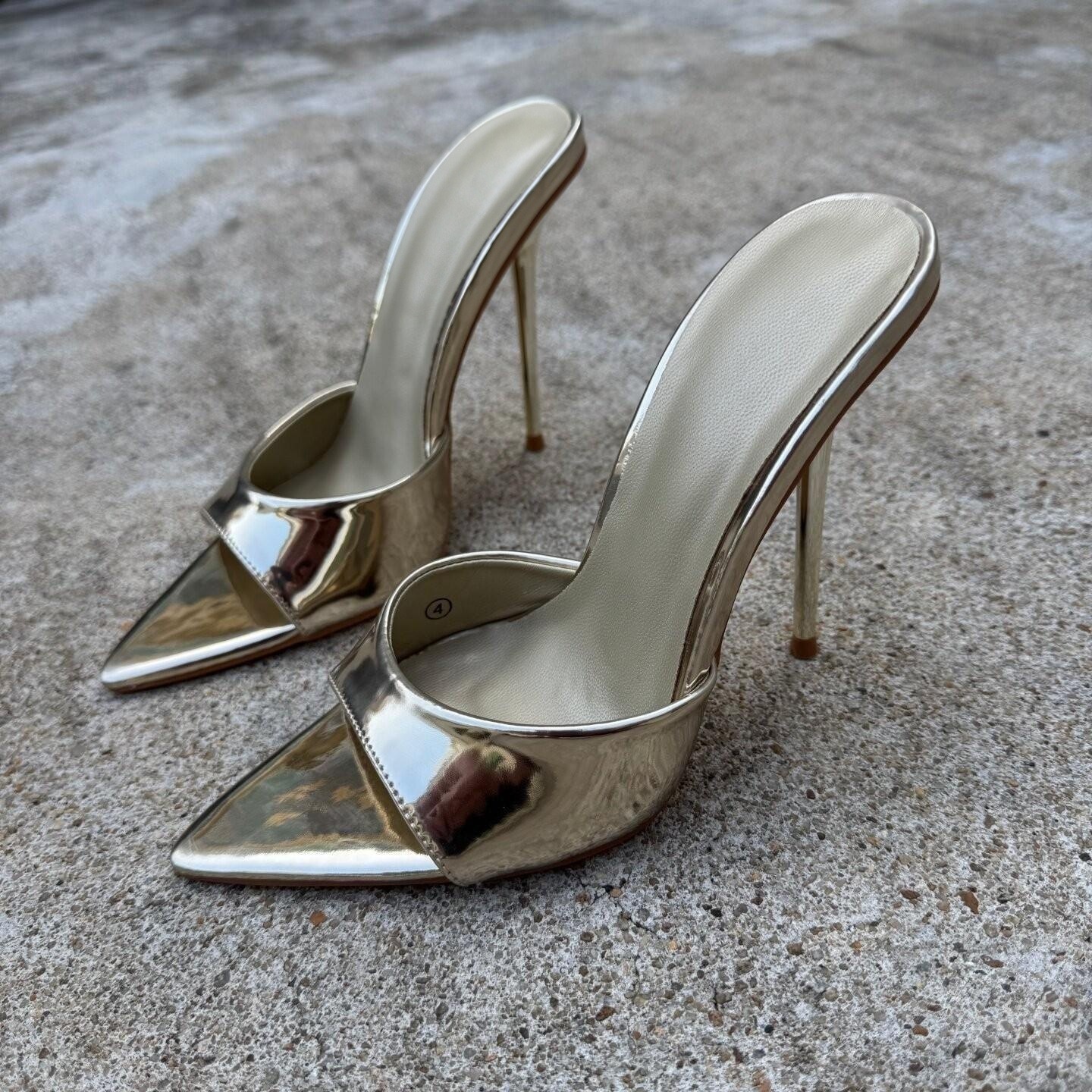 elegant mule pointed-toe stiletto heels with a strap open toe
