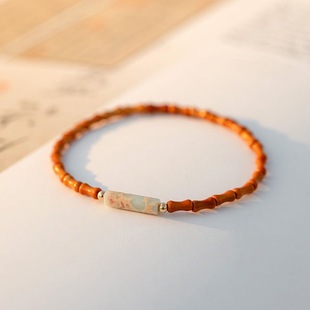 Linlangshi Original Authentic Fine Olive Pit Shoushan Stone Bracelet Artistic Elegant Fresh Lemon Jade Stone on the Market