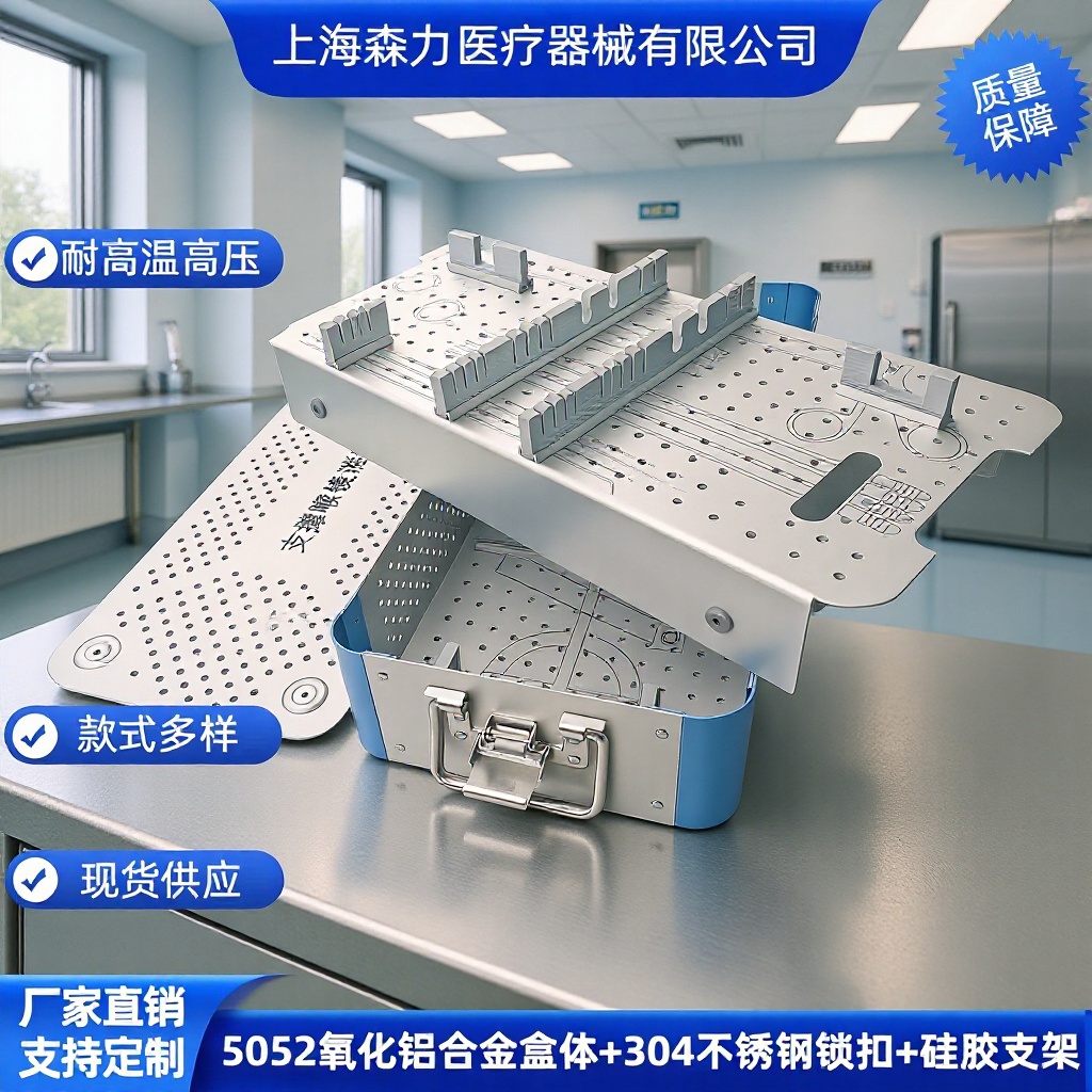 喉镜消毒盒手术器械清洗盒耐高温高压用于镜头装载收纳双层铝制
