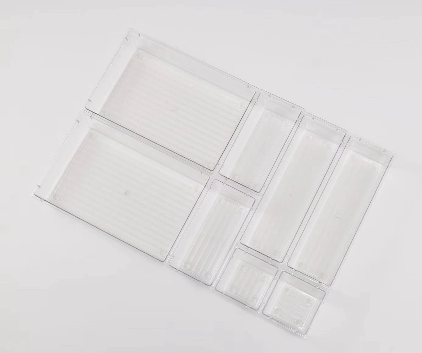 Stackable Clear Drawer Organizer Box, PET‑Free Plastic, Multipurpose Kitchen & Cosmetic Storage