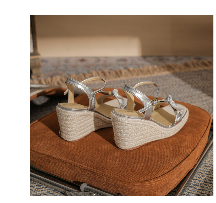 Sandal cao gót nữ hở mũi đế xuồng bện thừng gót 9 cm — màu vàng chi tiết 21