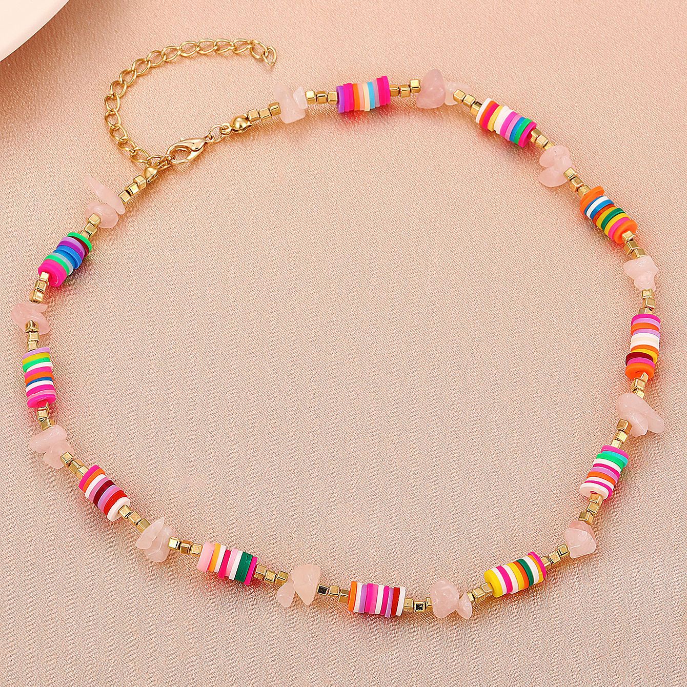 Bohemian Beaded Necklace And Ethnic Clay Bracelet Set_voghion.com