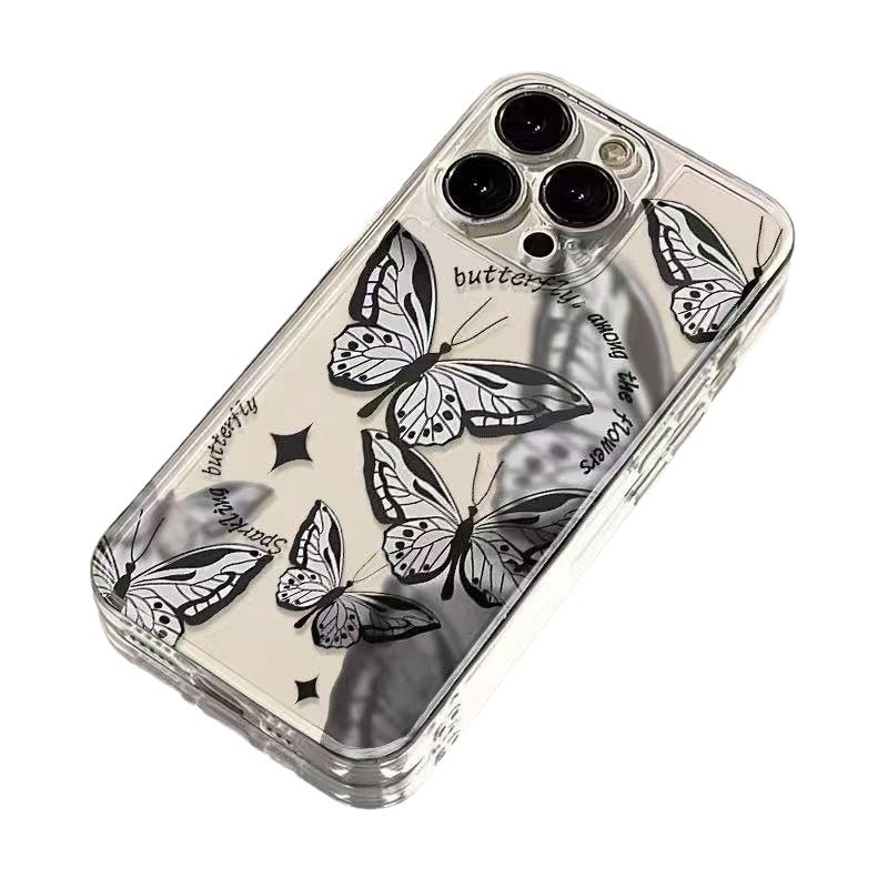 La mariposa estilo ins es adecuada para iPhone 16promax funda para teléfono móvil Apple 15 anti-caída 14pro Japón y Corea del Sur 13/12/11
