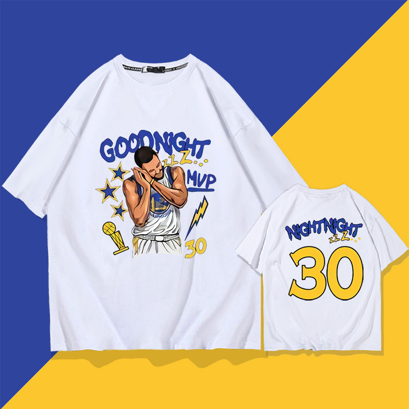 Warriors Curry 30 Short-sleeved T-shirt Men's and Women's Summer Basketball Sports Loose Fashionable Cotton Round Neck Half-sleeved T-shirt Warriors Curry 30 Short-sleeved T-shirt Men's and Women's Summer Basketball Sports Loose Fashionable Cotton Round Neck Half-sleeved T-shirt