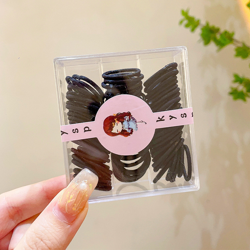 Anillo de pelo de pulgar negro simple para niñas enlatadas cordón de cabello 2026 nuevo cordón de cabeza de alta elasticidad adornamiento para el cabello