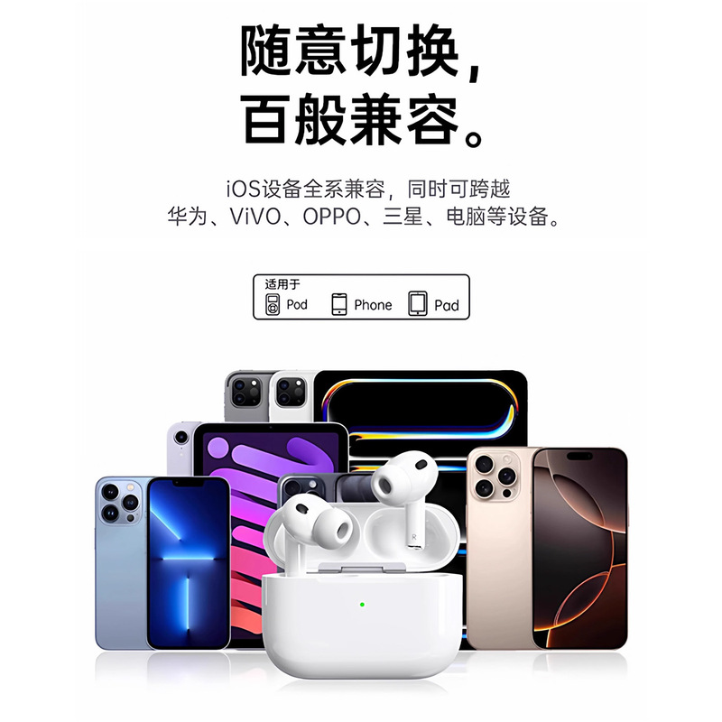 新款2025蓝牙耳机 华强北Pro3蓝牙耳机适用苹果原装主动降噪耳机|undefined