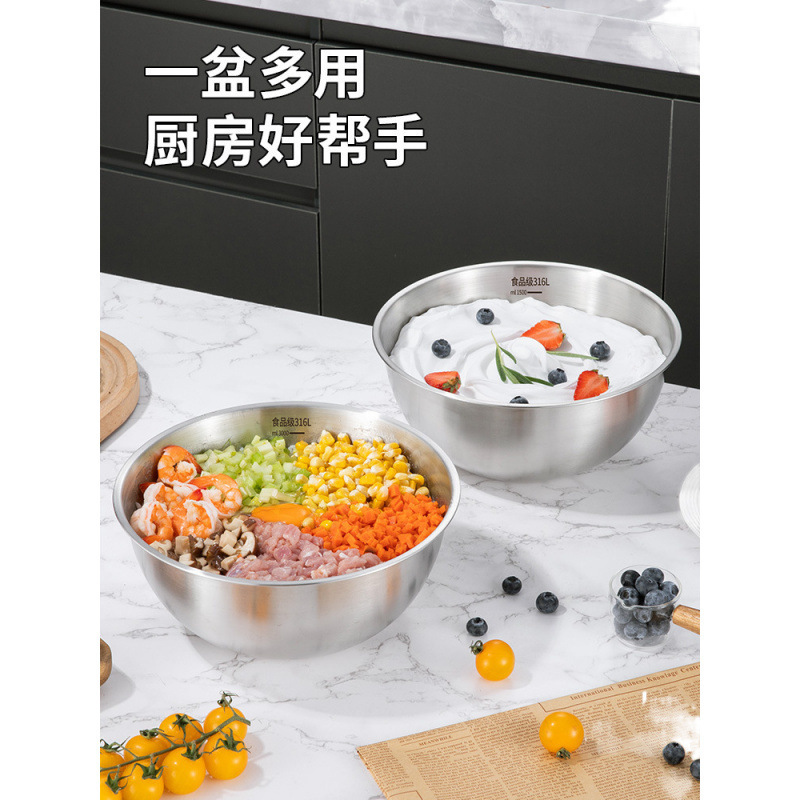 野菜と麺を洗う家庭用台所で卵を作るのは316食品級ステンレスサラダボウルの料理ボウル304直である|undefined