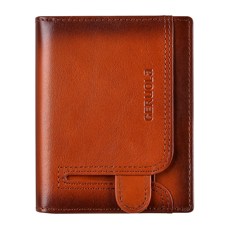 Wallet Cartera para hombre Cartera de cuero para hombre retro de cuero para hombre multifuncional rfid cepillo antirrobo Cartera de cuero