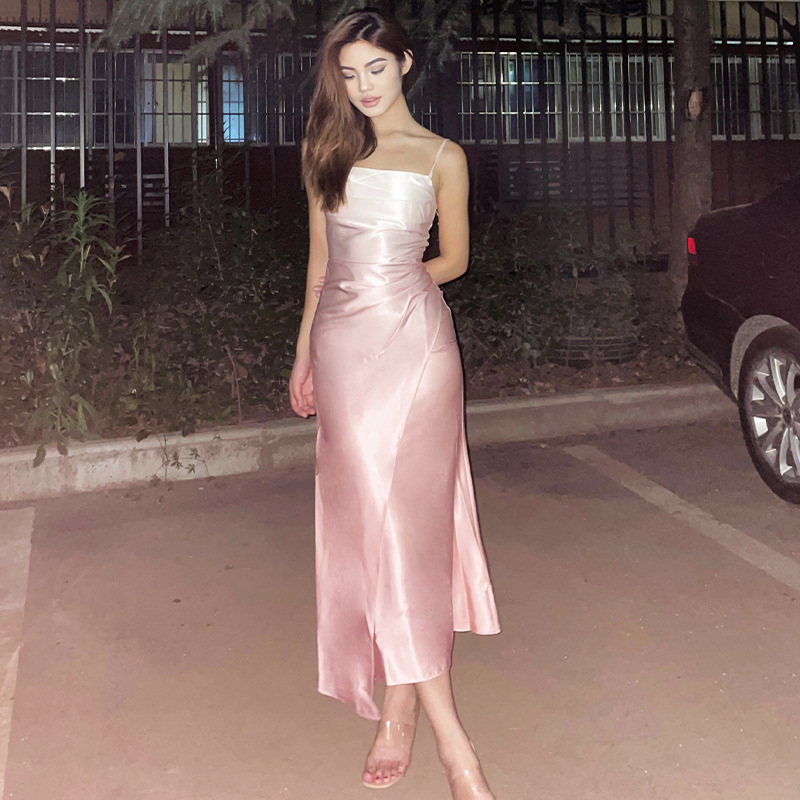 Special Clearance Time Suspender Dress for Women, Gentle Style, Niche Design, Slim Fit, Long Skirt, Non-Returnable and Non-Exchangeable