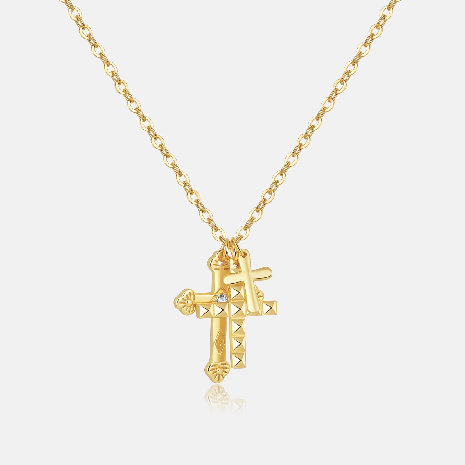 5g Weight 0.05µm-0.08µm Gold Plating Thickness Electroplating Gold Plating Process 1 Piece 925 Sterling Silver Cross 925 Sterling Silver Pendant Necklace