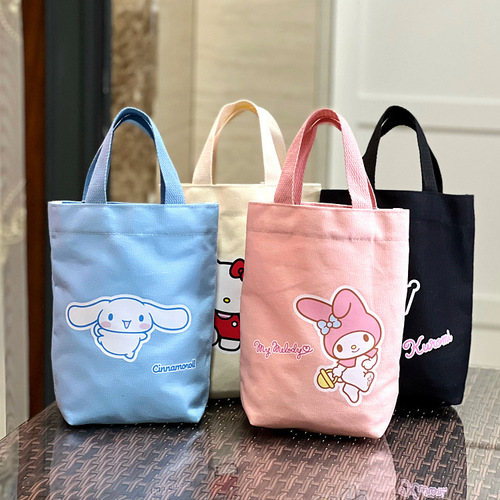 Sanrio genuine authorized canvas small fresh portable water cup bag stew beaker cover work hand carry cosmetic bag women's bag