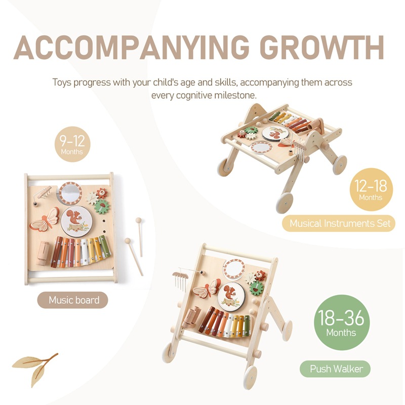Carrito de música de mesa de sonido de piano de gran pieza, andador, juguetes para niños, mesa ocupada de rompecabezas de educación temprana multifuncional para bebés