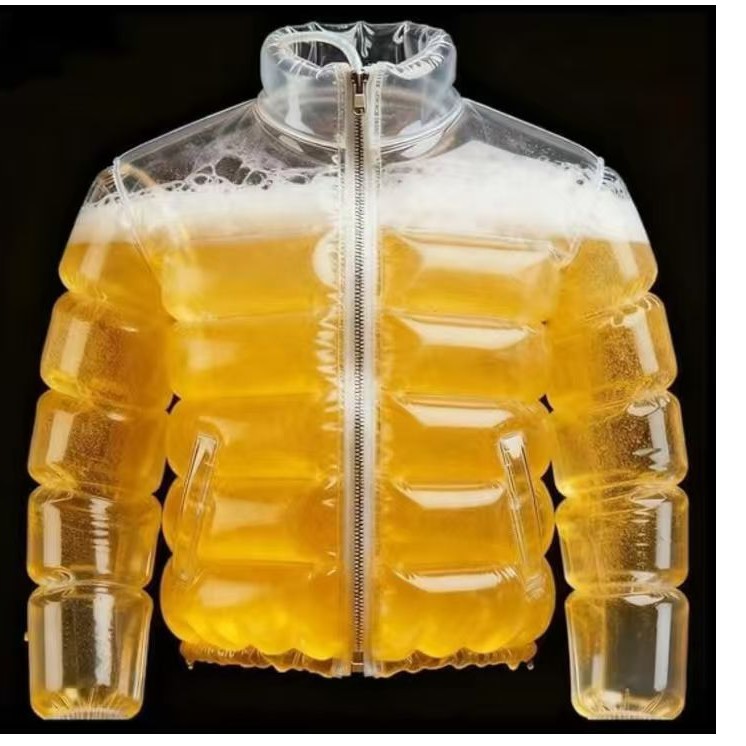 Chaqueta transparente llena de cerveza para piscinas chaqueta de cerveza transparente chaqueta de cerveza