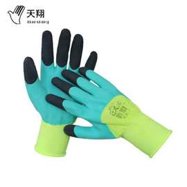 批发国兴加强指乳胶防滑耐磨透气王浸胶发泡尼龙劳保手套工业防护