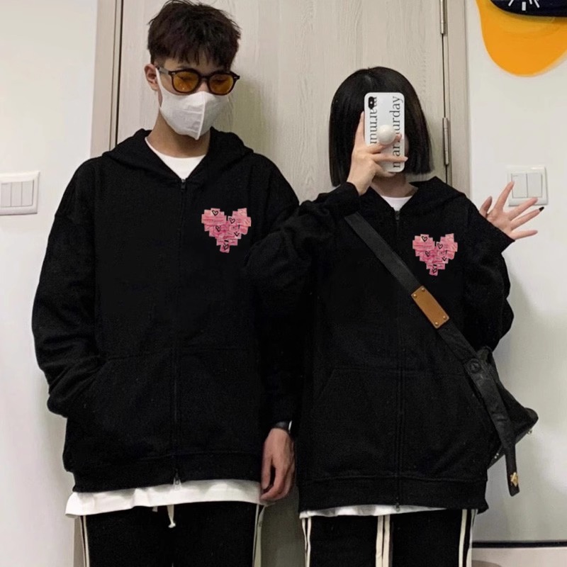 가을과 겨울 하이 엔드 센스 남성과 여성의 후드 스웨터 스페셜 커플 의류 틈새 기모 카디건 자켓 패션 브랜드 클래스 의류