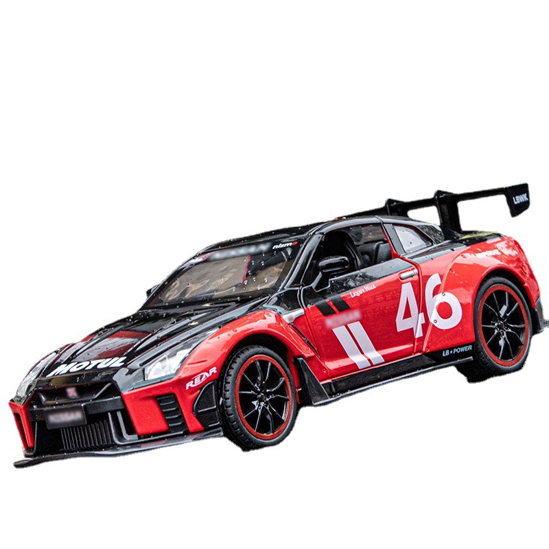 1:24 Nissan GTR aleación coche Tire hacia atrás modelo de sonido y luz juguete transmisión en vivo recomendar Chenghai al por mayor