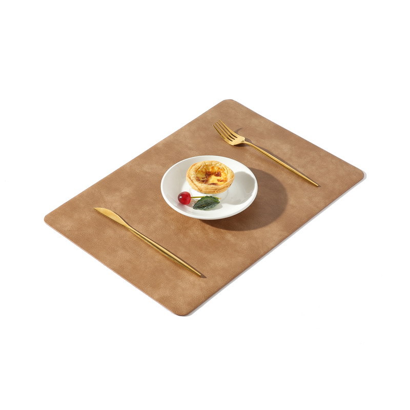 Primavera 2023 PU cuero de vaca patrón placemat cuadrado antideslizante estera de aislamiento estilo Nórdico estera de mesa Hotel hogar occidental placemat