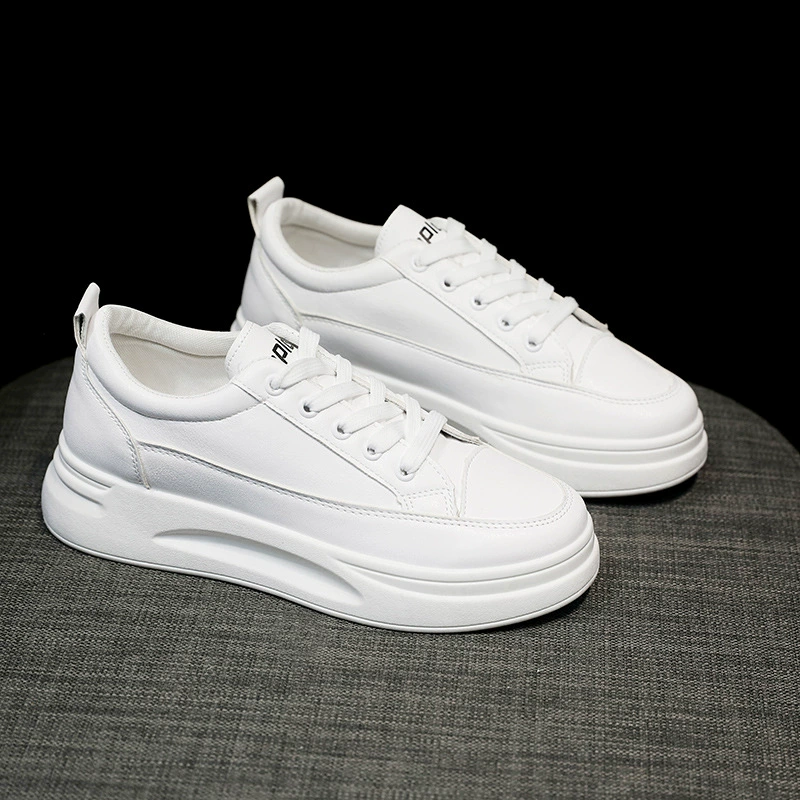 Обувь Женская Спортивная Повседневная Белая обувь Женская обувь на толстой подошве Новый стиль 2023 Увеличивающая внутреннюю высоту весенне-осенняя сетчатая дышащая одиночная обувь