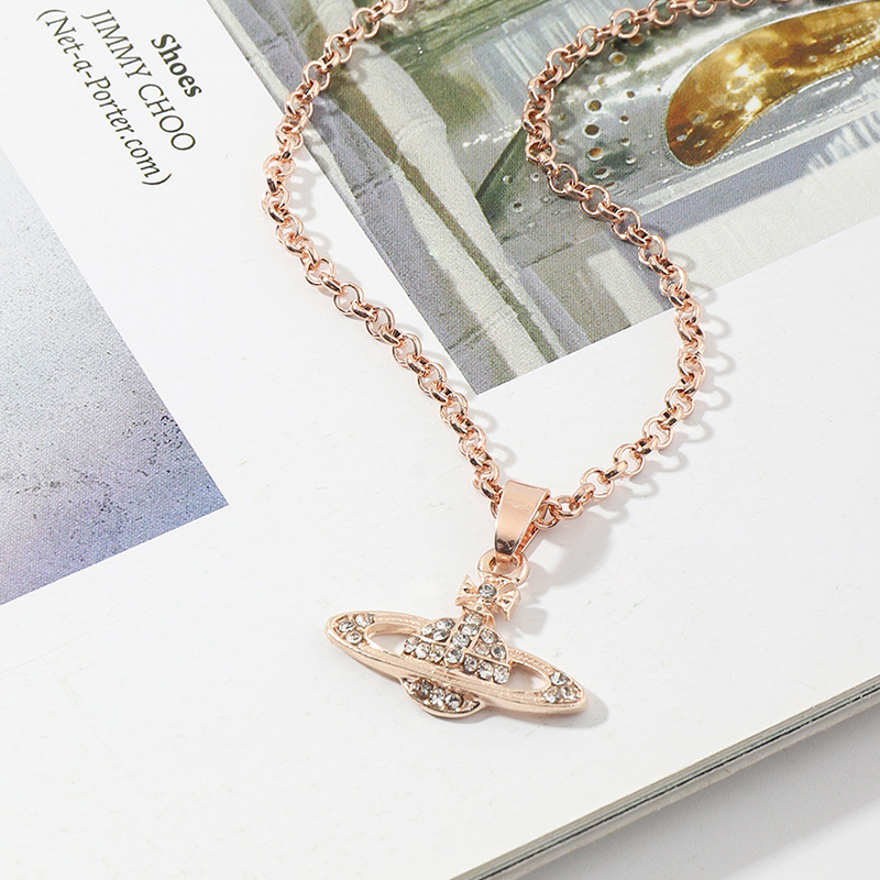 Creative Micro-studded Saturn Necklace