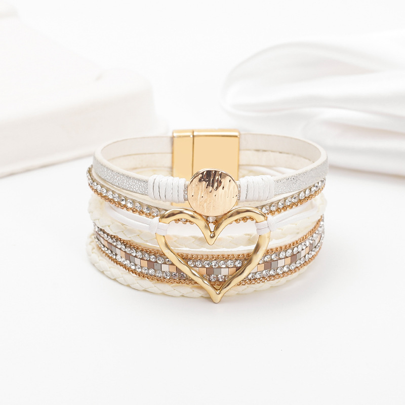 Cross-border Venta caliente bohemio de múltiples capas de cuero pulsera tejida a mano de oro gran amor pulsera de las mujeres