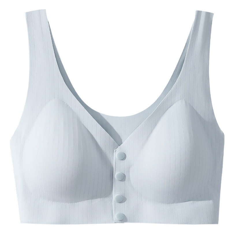 Ropa interior de la madre sujetador de hebilla frontal delgada de verano para mujer sujetador de seda de hielo inalámbrico de mujer talla grande sujetador de chaleco de mediana edad y edad avanzada
