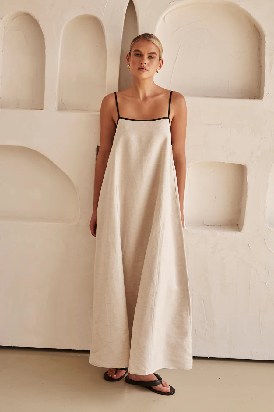 Women's Swing Dress Simple Style Boat Neck Sleeveless Solid Color Maxi Long Dress Daily display picture 5