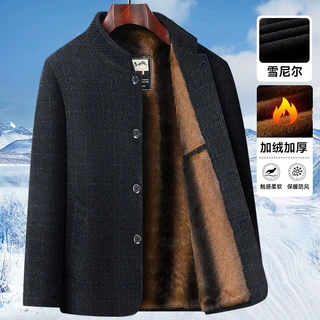 爸爸秋冬款外套男士加绒加厚中老年人冬季保暖棉衣爷爷装防寒棉服