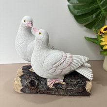 两只和平鸽子摆件树脂白鸽雕塑小鸟工艺品户外花园庭院装饰品