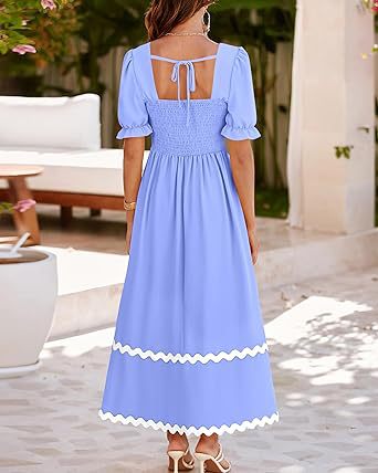 Women's Regular Dress Simple Style Square Neck Short Sleeve Solid Color Midi Dress Daily display picture 7