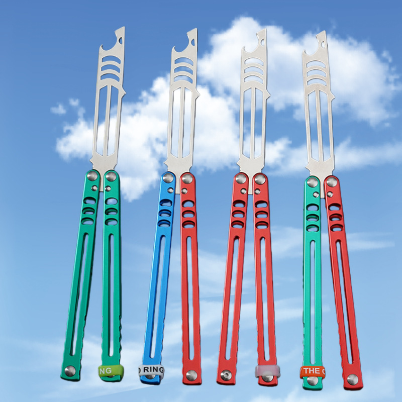 工厂CNC数控精锣练习蝴蝶刀一体铝合金训练刀未开刃花式折叠甩刀