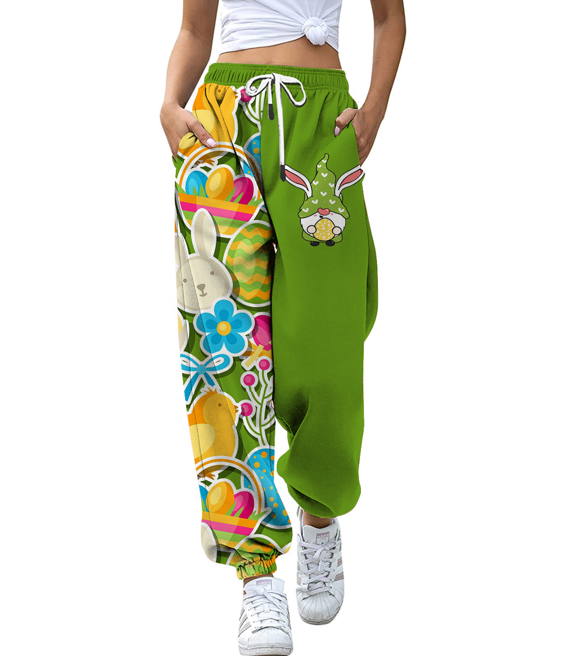 Polyester Fabric Type High Waist Waist Line Women's Fashion Rabbit Polyester Printing Active Bottoms Casual Pants